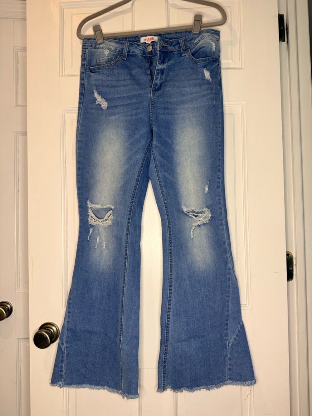 Mazik Light Blue Distressed Flare Jeans
